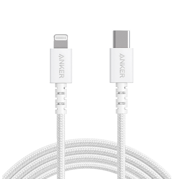 כבל טעינה לאייפון 1.8 מטר Anker Powerline II MFI PD C-L White A8618
