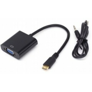 מתאם HDMI מיני ל-VGA + כבל Audio בשקית תלייה