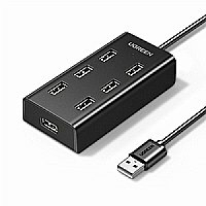 מרחיב חיבורי USB למחשב - USB2.0 באורך 1 מטר ל-7xUSB2.0 + מיקרו USB - חברת UGREEN דגם 30374