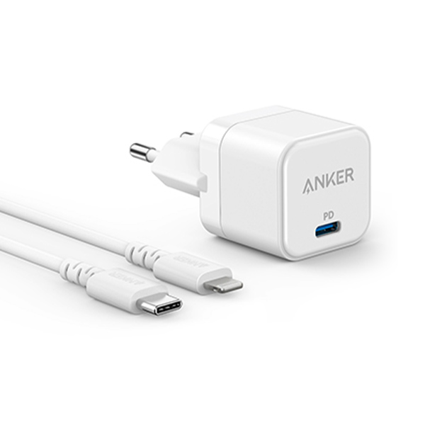 מטען קיר + כבל 0.9 מטר Anker MFI CABLE+PowerPort III Cube 20W