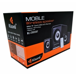 רמקולים למחשב 2.1 + בלוטוס + שלט - חברת Kisonli דגם U-2800BT