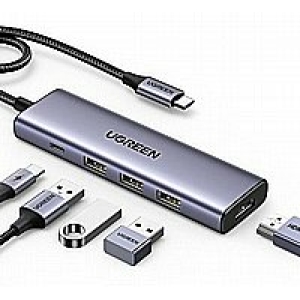 מרחיב חיבורים 5 ב-1 למחשב - טייפ-סי ל-3xUSB3.0 + HDMI(4K30Hz) + PD100W - חברת UGREEN דגם 15596