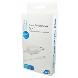 מטען קיר סמסונג מקורי מהיר 25W עם כבל טייפ-סי (לבן) - סאני