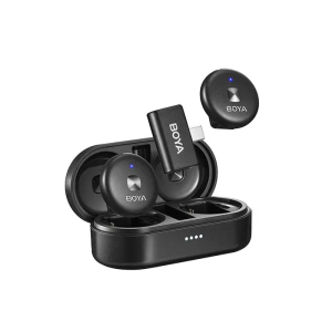 שני מיקרופונים וקייס טעינה בחיבור USB-C דגם BOYA Omic-U