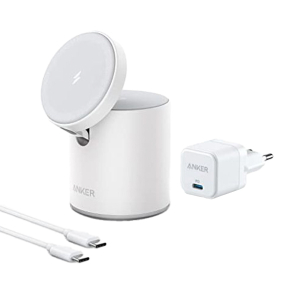 מעמד טעינה אלחוטית Anker PowerWave Mag-Go 2-in-1 B2568 בצבע לבן
