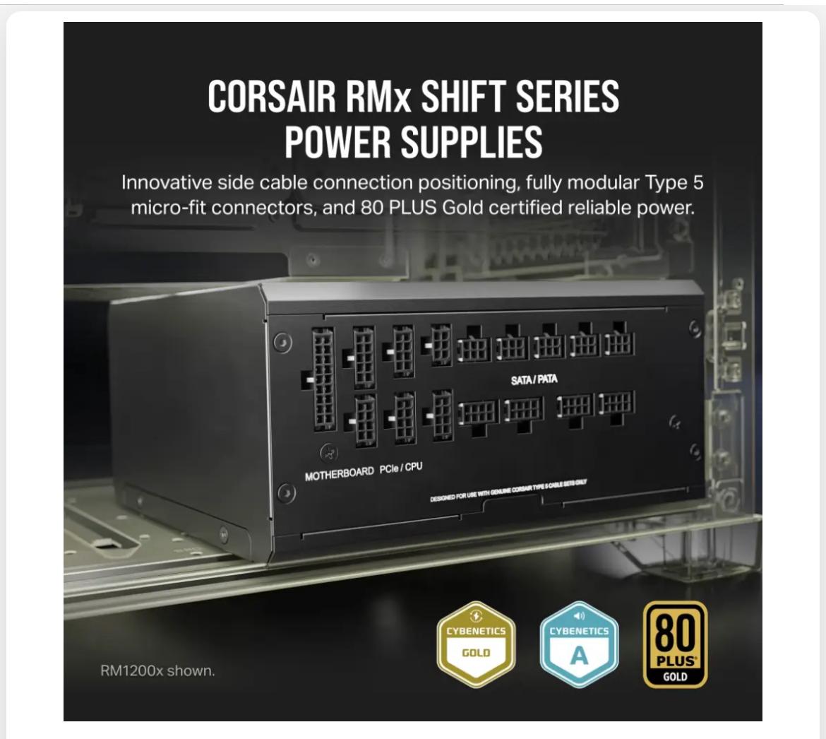 ספק כוח מודולרי 850 וואט -CORSAIR RM850x SHIFT 80 PLUS Gold