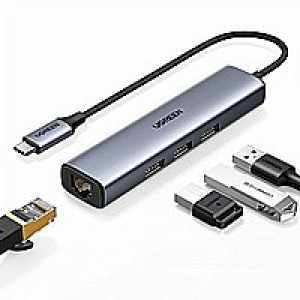 מרחיב חיבורים 4 ב-1 למחשב - טייפ-סי ל-3xUSB3.0 + רשת 1000Mbps - חברת UGREEN דגם 20920