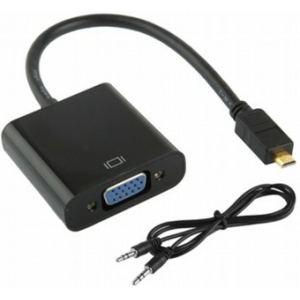מתאם HDMI מיקרו ל-VGA + כבל Aux בשקית תלייה