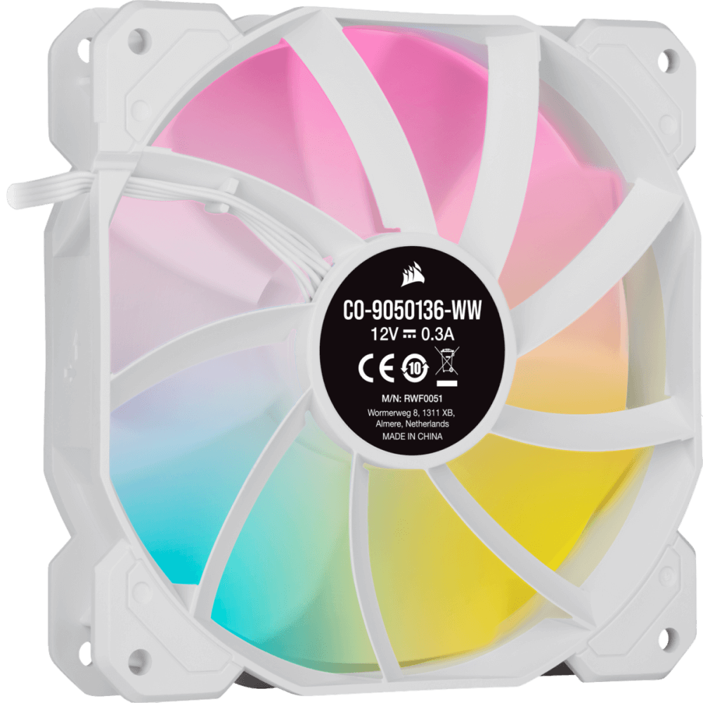 3 מאווררים 120 מ"מ + בקר שליטהiCUE SP120 RGB ELITE 3 Pack + Node CORE - לבן