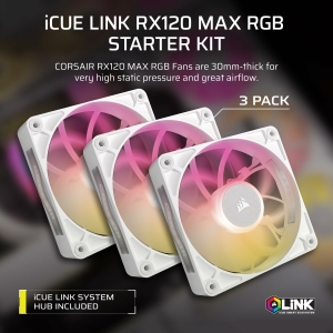 סט מאווררים iCUE LINK RX120 MAX RGB 120mm מבית CORSAIR לבן