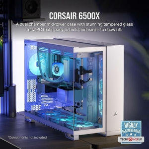 Corsair 6500X – מארז גיימינג Dual-Chamber בגימור לבן ועץ במבוק