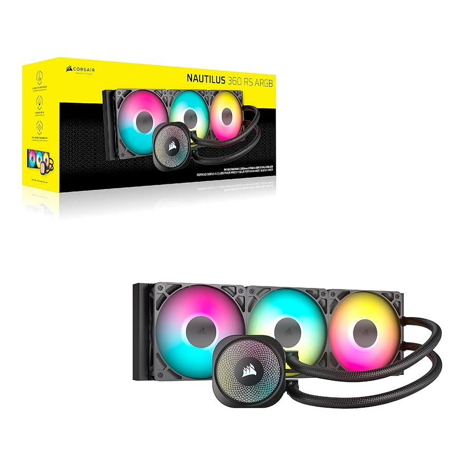 קירור נוזלי למעבד CORSAIR NAUTILUS 360 RS ARGB כולל שלישיית מאווררי RS120 – שחור