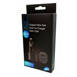 מטען רכב סמסונג מקורי כפול סופר מהיר 45W - יציאת טייפ-סי (PD) + יציאת USB - אחריות סאני