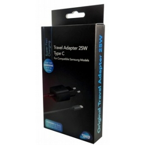 מטען קיר סמסונג מקורי מהיר 25W עם כבל טייפ-סי (שחור) - סאני